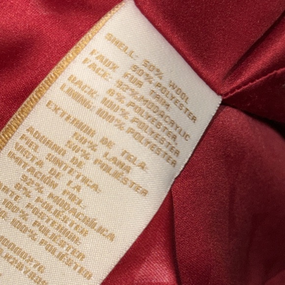 Kate Spade New York True Red Faux-Fur Trim Walker Coat Wool Blend Size Medium - Picture 13 of 15